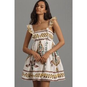 Anthropologie Ruffle-Sleeve Square-Neck Mini Dress Size Small SOLD OUT